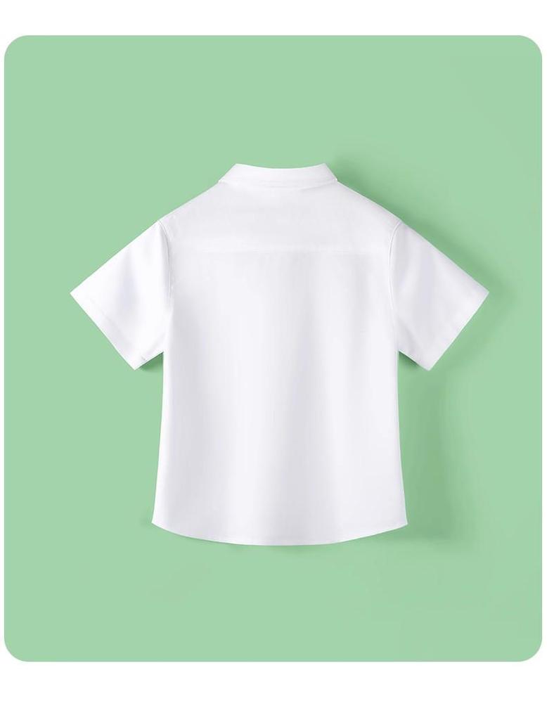 Children's White Short Sleeve School Uniform Shirt - Unisex, All Seasons, Small To Large