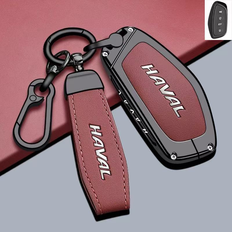 Zinc Alloy Key Fob Cover for Haval H6/Cool Dog/H7/H8/Chulian/H4/H5/F7/F5/H9/Big Dog Plus, Protective Case Shell with Keychain