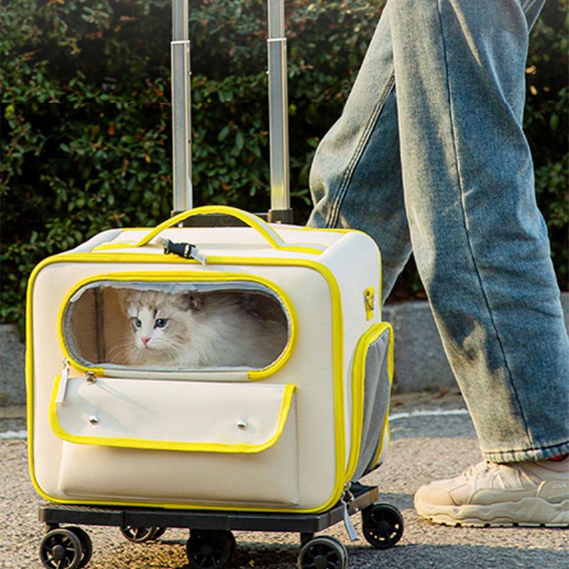 Large Capacity Pet Carrier Trolley Backpack: Portable Space Capsule for Cats & Dogs