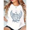 European Size Women's Heavenly Father Protect Me "Commemorative T-Shirt-Angel Wings and Heart-print Comfortable Round Neck Short Sleeve