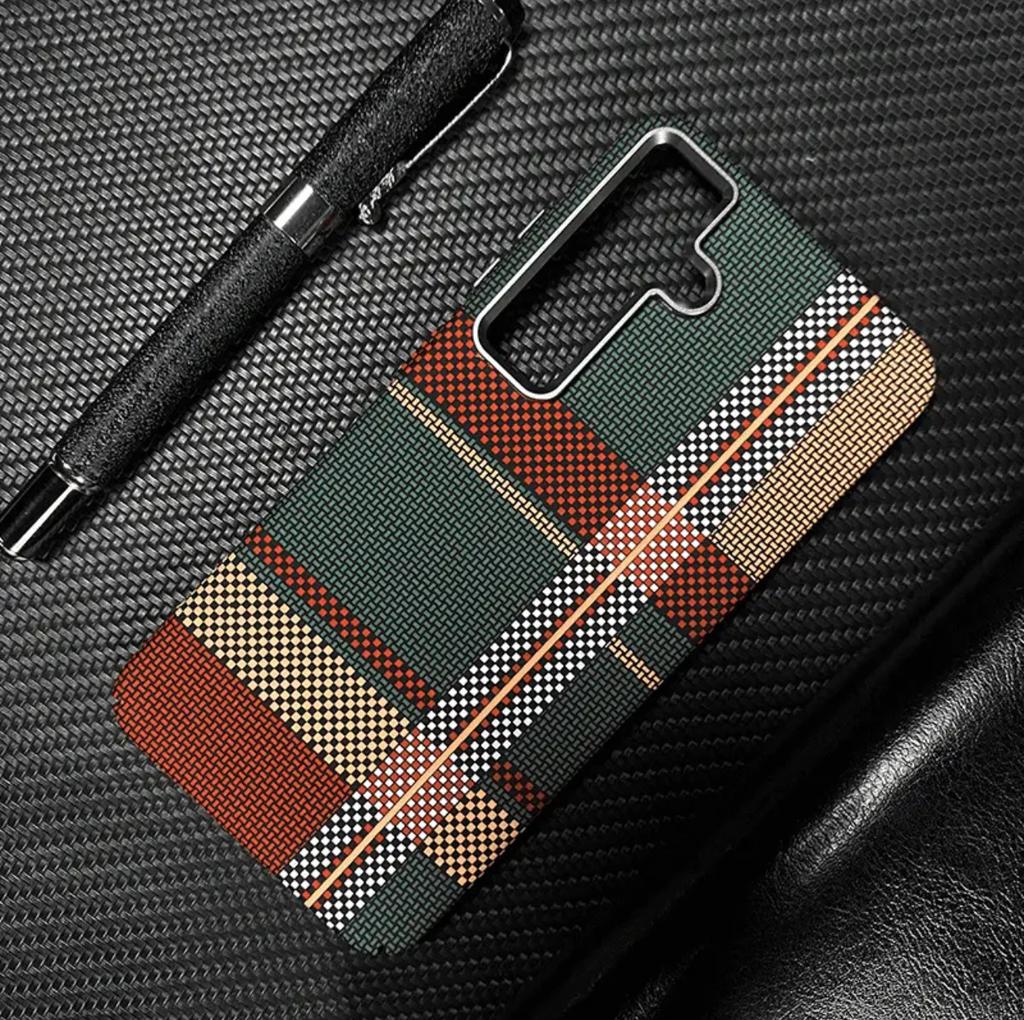 Kevlar carbon fiber pattern magnetic phone case for Samsung s25ultra ultra-thin S24 protective case PC hard case