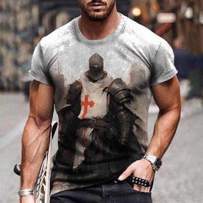 Vintage Men's T-shirts Knights Templar Print T Shirts For Men Summer Oversized Tops Short Sleeve Tees Casual O-Neck Men Clothing