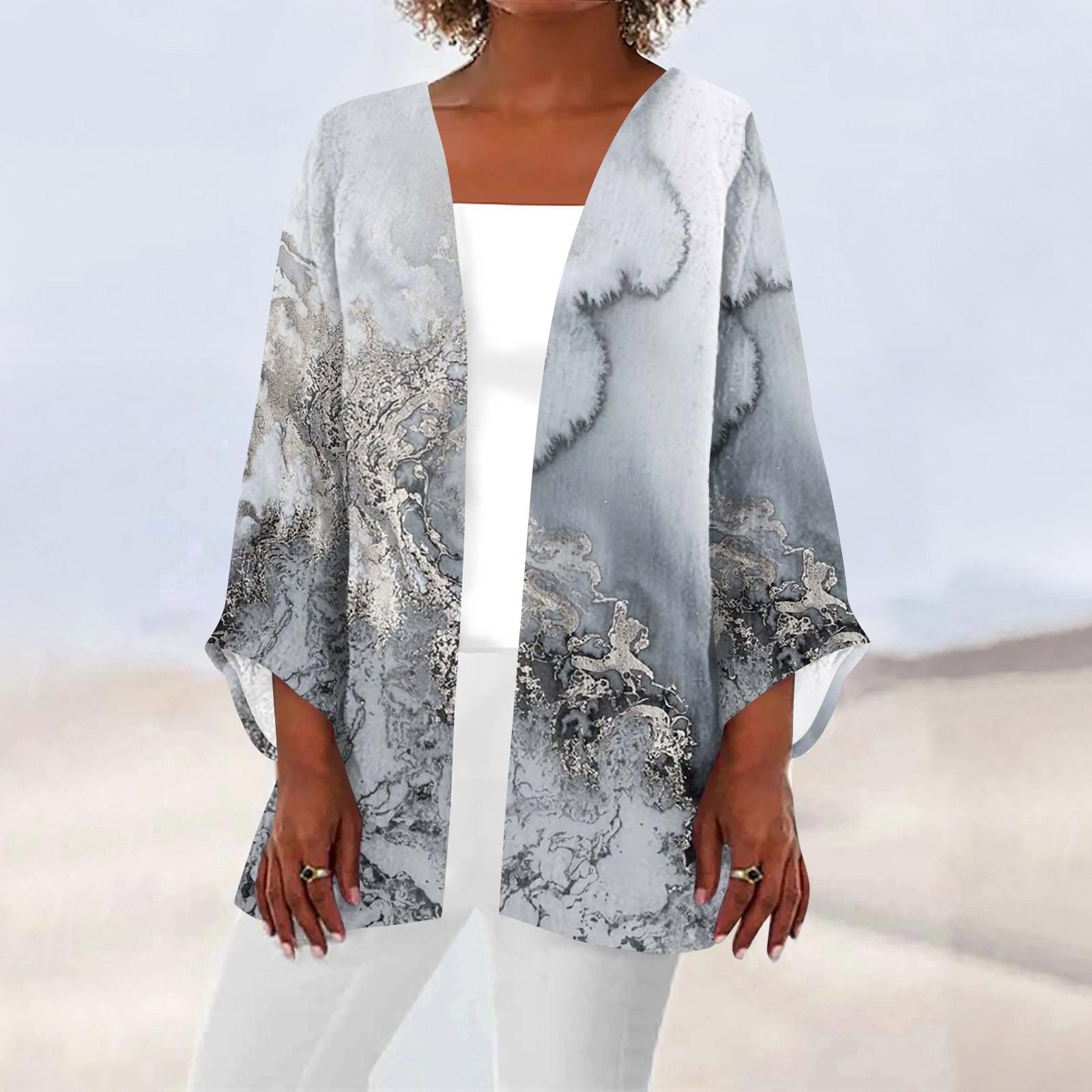

Women s Casual Fashion Caot Retro Printed Lightweight Medium Length Jacket Cardigan L