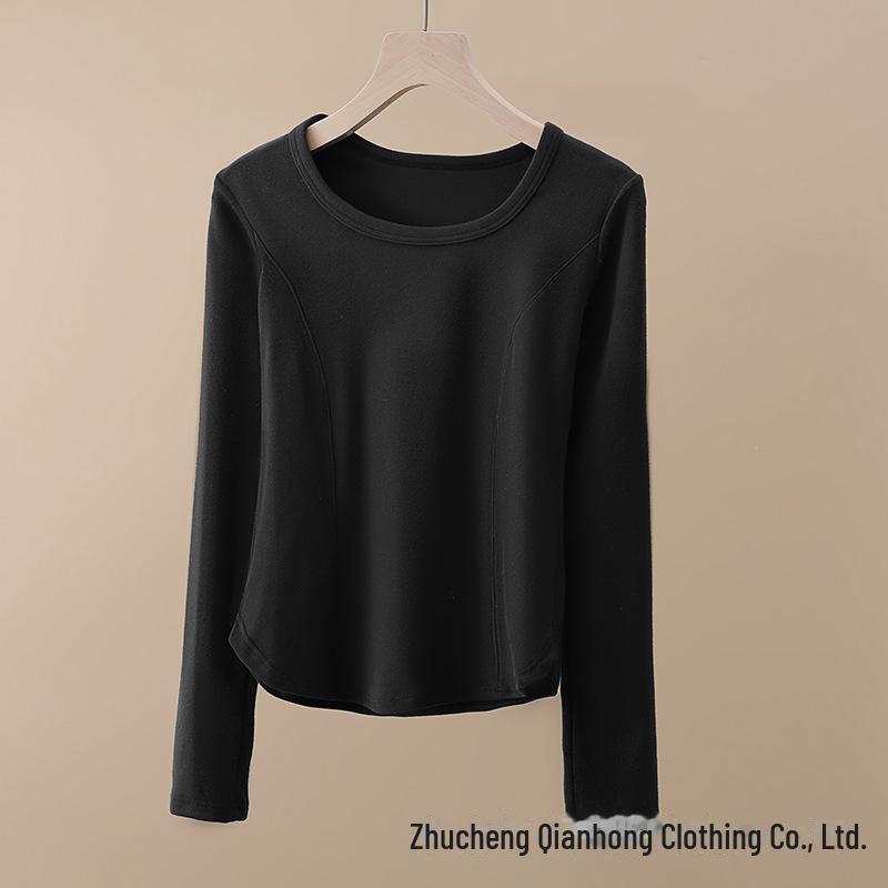 Women's Cationic Thermal Underwear Plus Velvet Long Sleeve Shirt for Fall/Winter