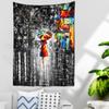 Mädchen Ölgemälde Wandteppich Hängen Retro Schwarz Und Weiß Hexerei Bohemian Hippie Zimmer Home Decor