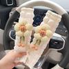 2 Pack Car Seat Belt Cover Pads, Soft Seat Belt Shoulder Pad with Petals, Cute Floral Car Seatbelt Covers Protector for Women Girls, Universal Fit
