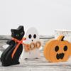 3PCS Spirit Pumpkin Cats Table Sign Wooden Ornaments Halloween Home Tabletop Decoration Festival Parties Supplies