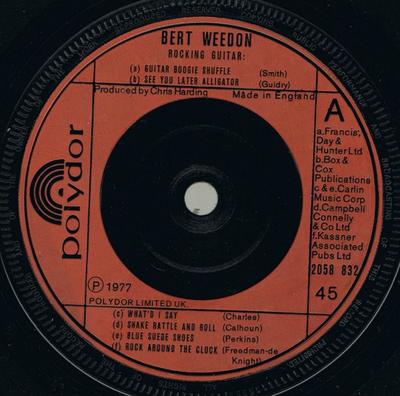 7inch Record BERT WEEDON - Rocking Guitar 2058832 Polydor 1977 UK Rock Used