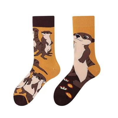 Cute Mid-Calf Socks Trendy Sports Socks Fashion Weasel Pattern Socks  For Daily Wearing
