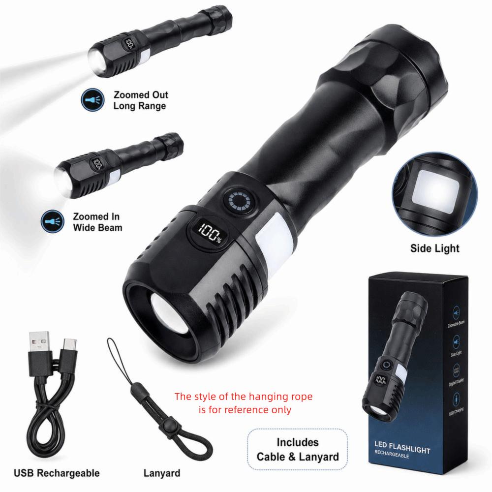 ABS Rechargeable Flashlight Zoomable Beam Zoomable Flashlight New LED Flashlight Outdoor Lighting