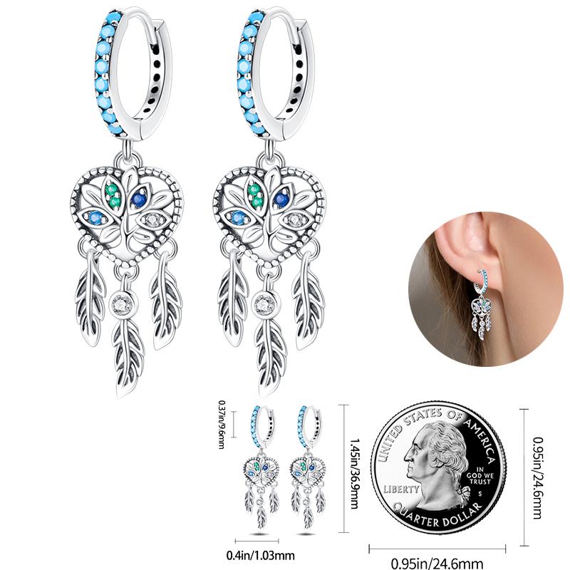 Boucles d'oreilles Attrape-rêves Filet Œil du Diable Souhaits Magnifiques en Argent Sterling 925 Neutre Adaptées aux Fêtes de Fiançailles Bijoux Exquis