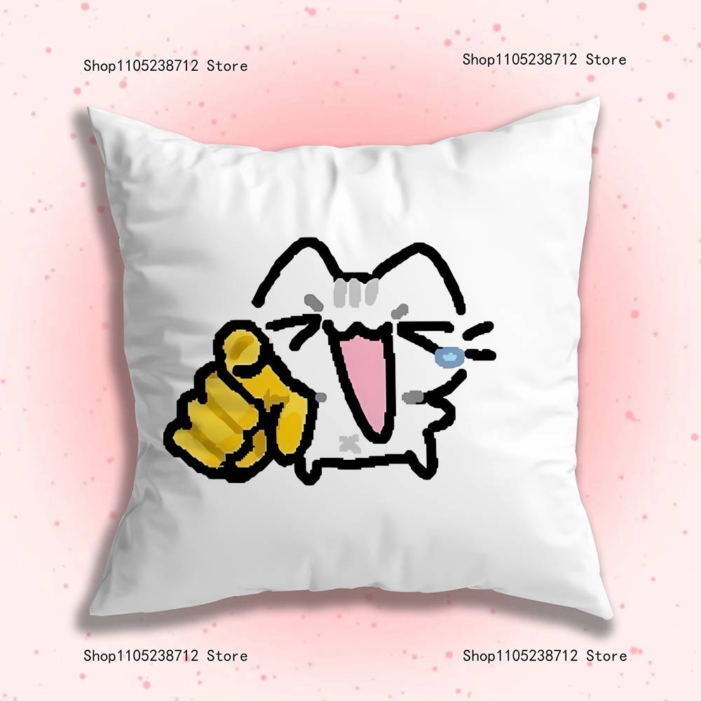 Adorable Cute Cartoon Cat Pillow Case Plush Fabric Soft Pillowcase Double Sided Print Sofa Cushion Cover Throw