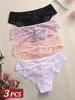 3Pcs/Set Women's Lace Briefs Women Seamless Panties Solid Color Breathable Underwear Female Low Waist Soft Lingerie S-XXL