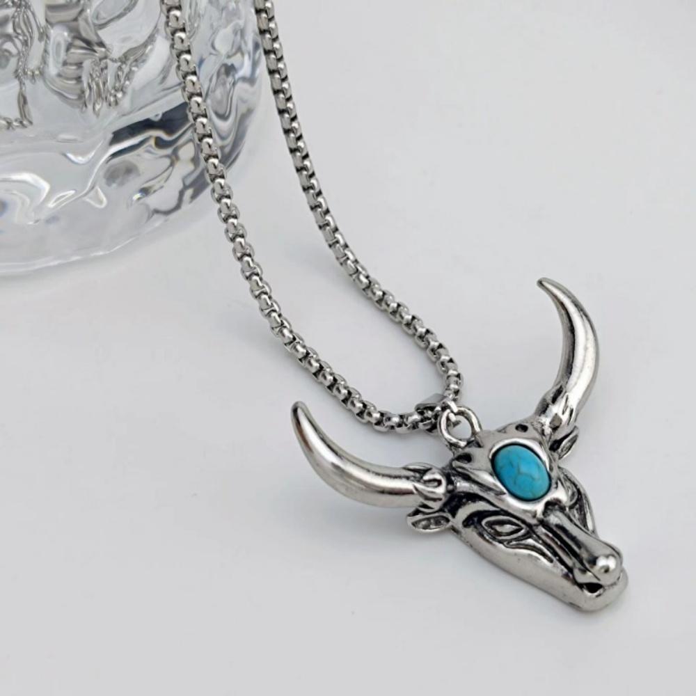 

Trendy and men s bull head necklace pendant | Retro hip-hop style essential fashion Zircon wholesale hot itemTrendy a