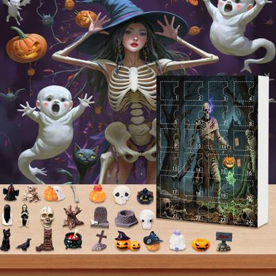 Halloween Advent Calendar 24 Days Countdown To Halloween Decoration 24 Pcs Scary Doll Collectible Figures Gifts for Kids Teens Adults