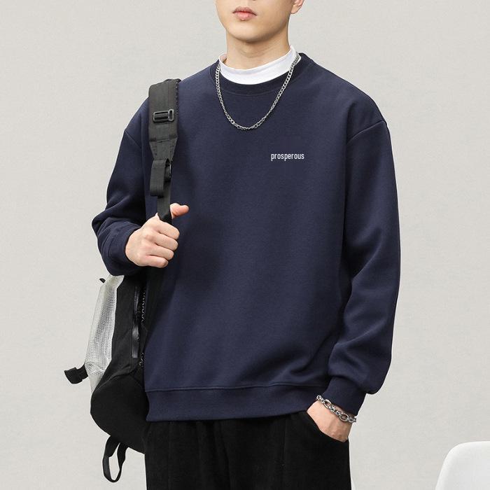 2025 A/W Men's Heavyweight Crewneck Sweatshirt: Trendy, Embroidered, Loose-fit, Versatile Casual Sportswear