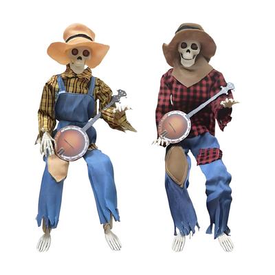 Halloween Skelett Prydnad Dekorationer Rörliga Leder Dekoration Med Lysande Ögon Musik Festtillbehör Kreativa Halloween Leksaker