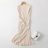 A-line Thick Pullover Dress for Autumn Winter Chic Long Ribbed Full Sleeve Party