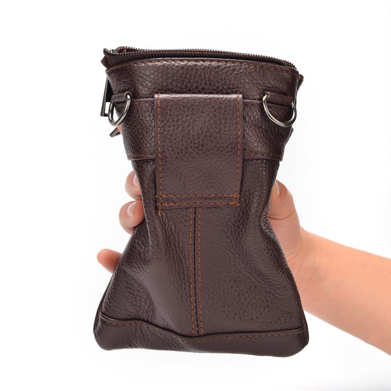 Genuine Leather Men's Crossbody Bag  Business Messenger Bag Mini Large Capacity Waist Pack