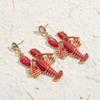 Rhinestone Enamel Stud Earrings Creative Bohemian Dangle Earring Cute Lobster Earrings  Holiday