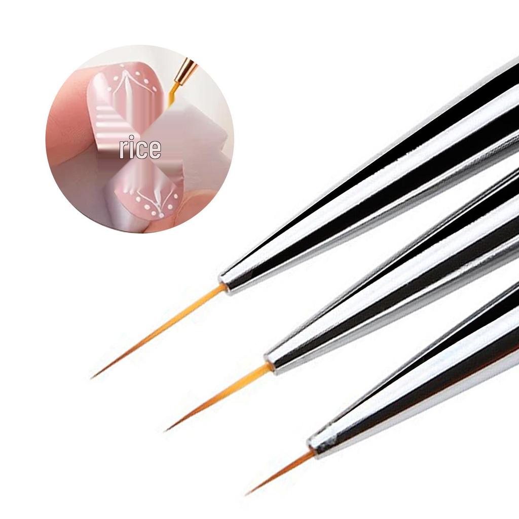 Nail Art Gold Liner Pen & Brush Set - 3 Pieces for Flower Design