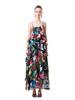 Greedius Black Graffiti Spagetti Strap Long Dress
