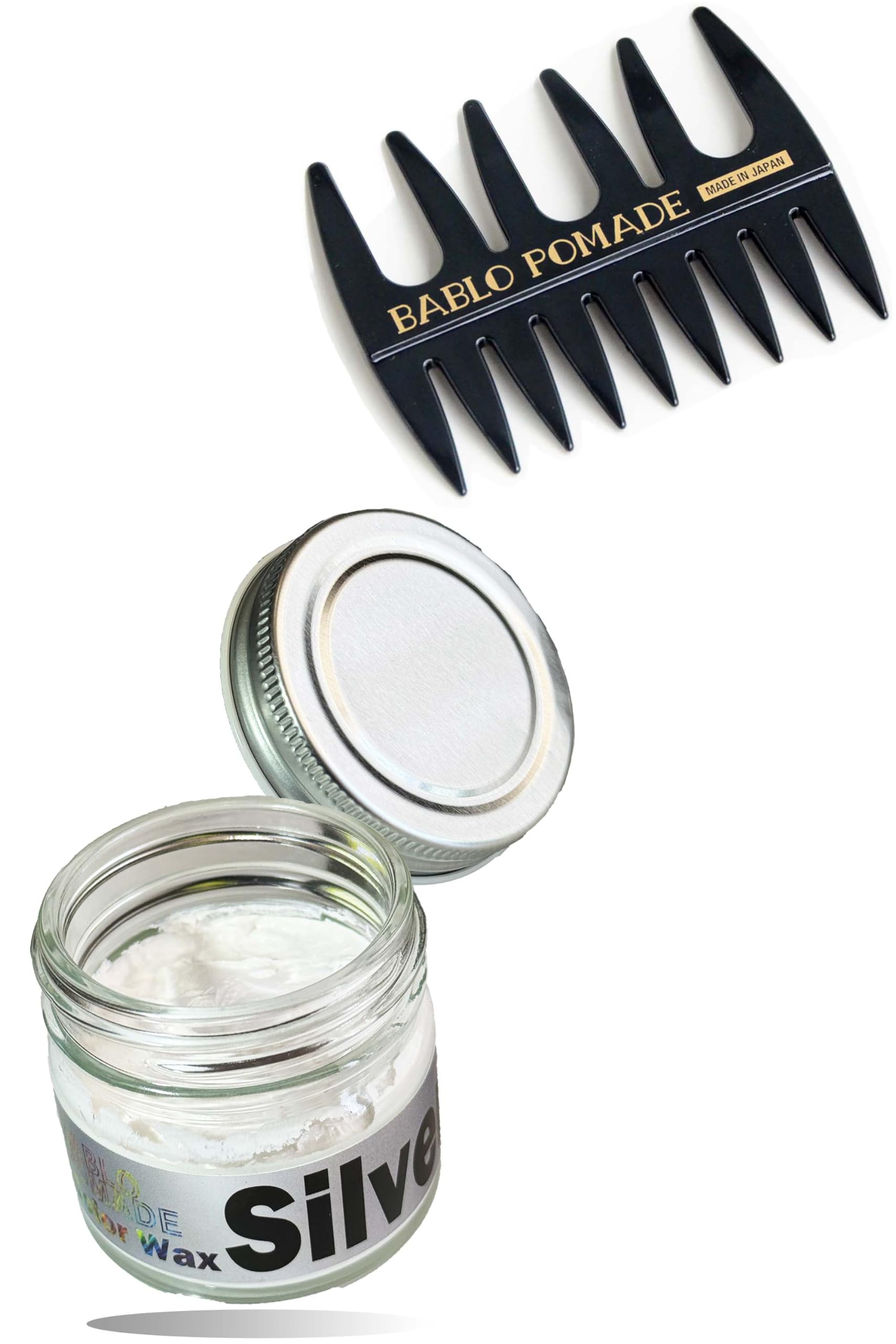 

BABLO POMADE Color Wax, Silver Wax, Silver for Men s White Hair, Includes Black Mesh Comb Set