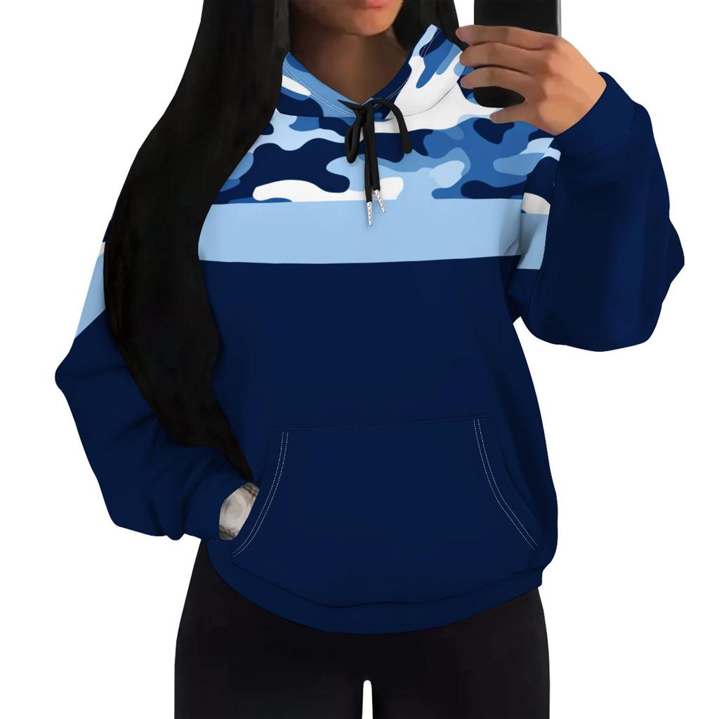 European & American Black Personality Pattern Hoodie with Patch Pockets H10553