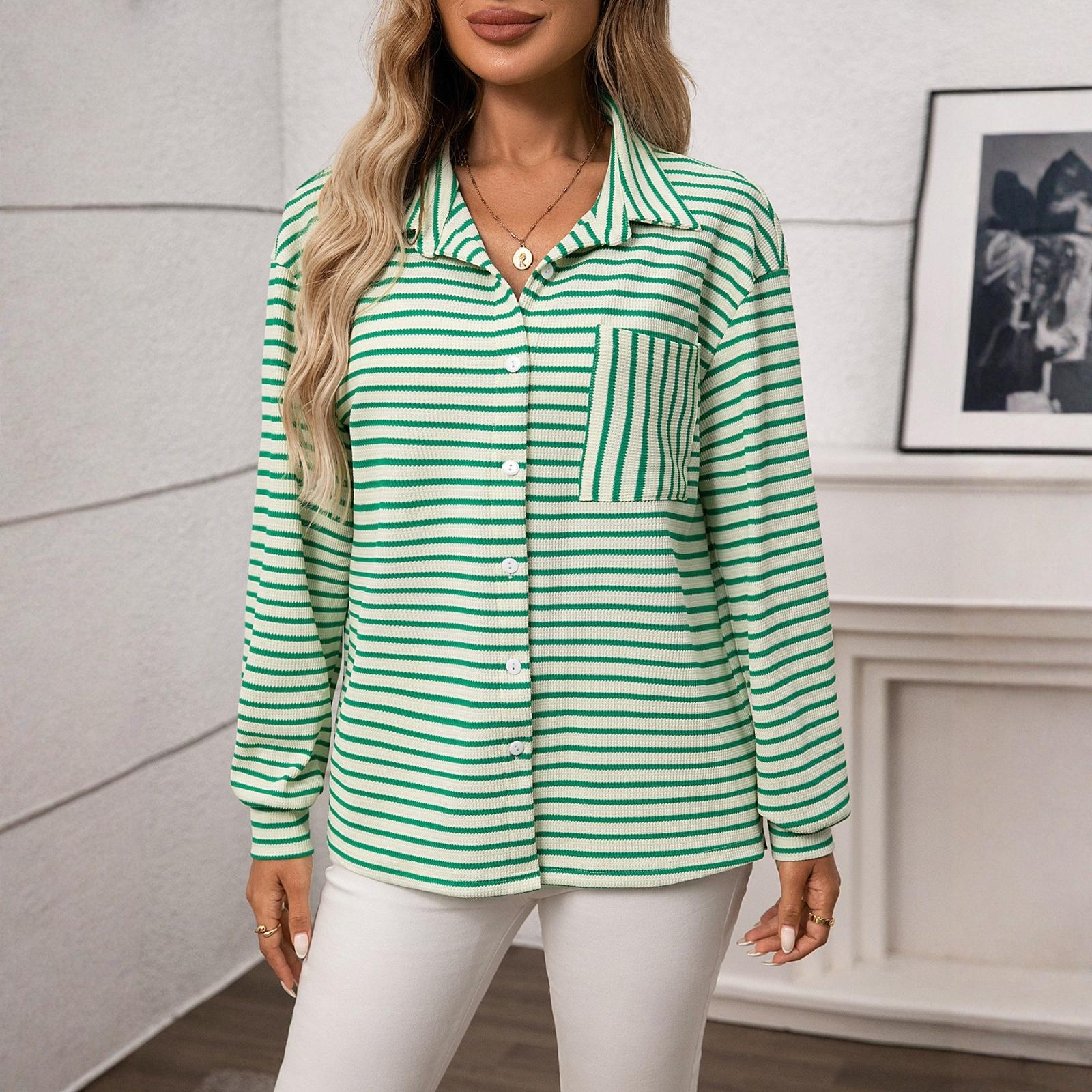 

Женская рабочая одежда с принтом, покатый воротник и двухслойные карманы, базовый верхний пуловер S зелёный