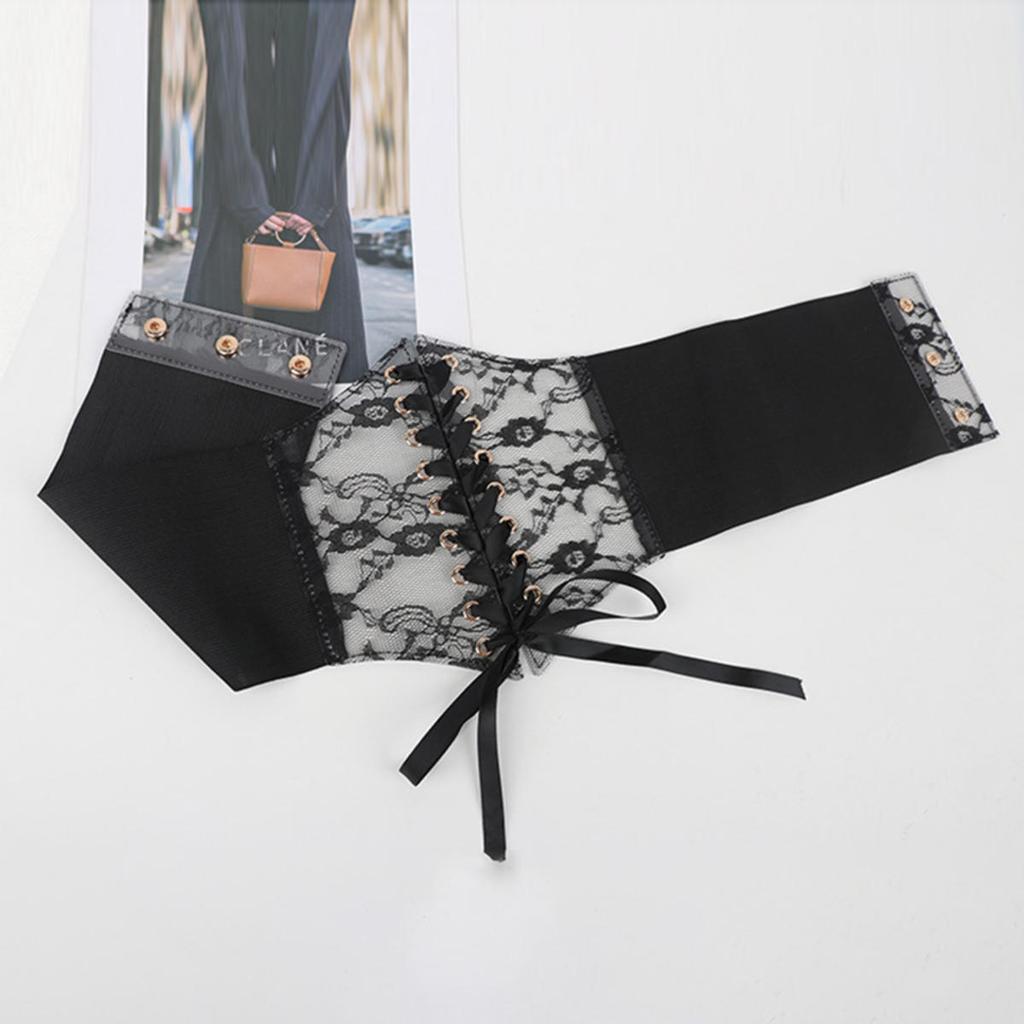 Fashionable Women Waist Corset Flower Embroidery Elastic Waistband Wide Lace Slimming Body Belts Cummerbunds
