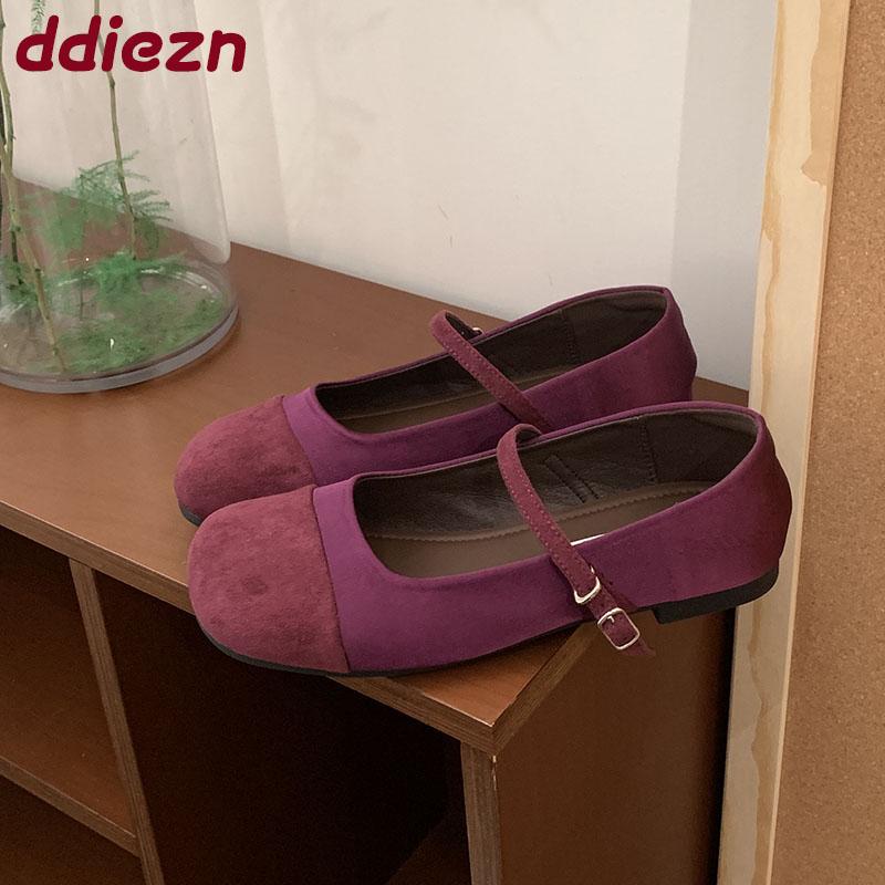 Fashion Female Shallow Footwear Round Toe Women Ballet Flats Shoes Casual Soft Fashion Buckle Strap Ladies Mary Janes Flats Shoes