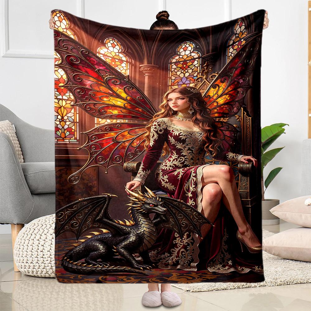 Gothic Style Blanket Soft & Cozy Suitable for Office Seaside Bed Four Seasons Universal Digital Print Unique Gift for Family and Friends Camping