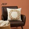 Fall Decorative Pillow Covers Autumn Wreath Cushion Cover, Thanksgiving Throw Leaf Embroidery Autumnal Bedroom Accent Cover Case for Sofa Couch