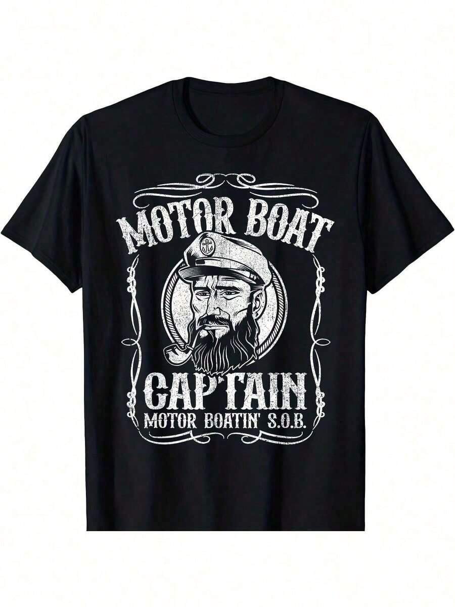 

Motor Boat Captain Funny Boating Motorboating Lake TShirt With USA Local Heat Transfer Design L