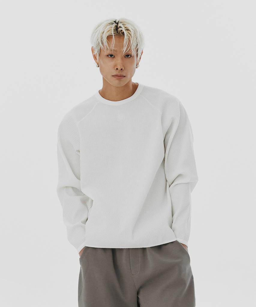 OFFGRID Waffle Uni Trail Raglan Crew-Ivory