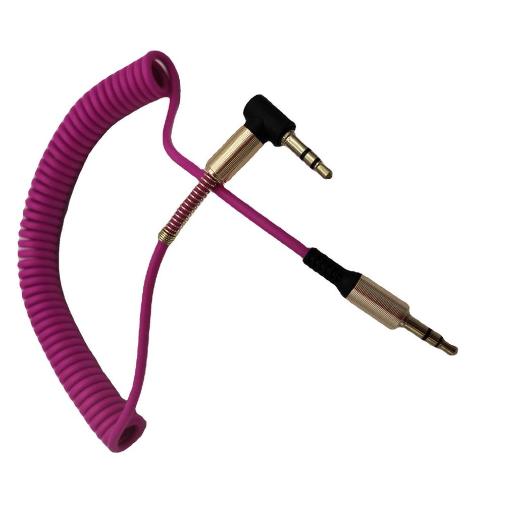 Retractable 1.5m AUX Audio Cable 3.5mm Male-to-Male, Elbow To Straight Head for Car Connection.