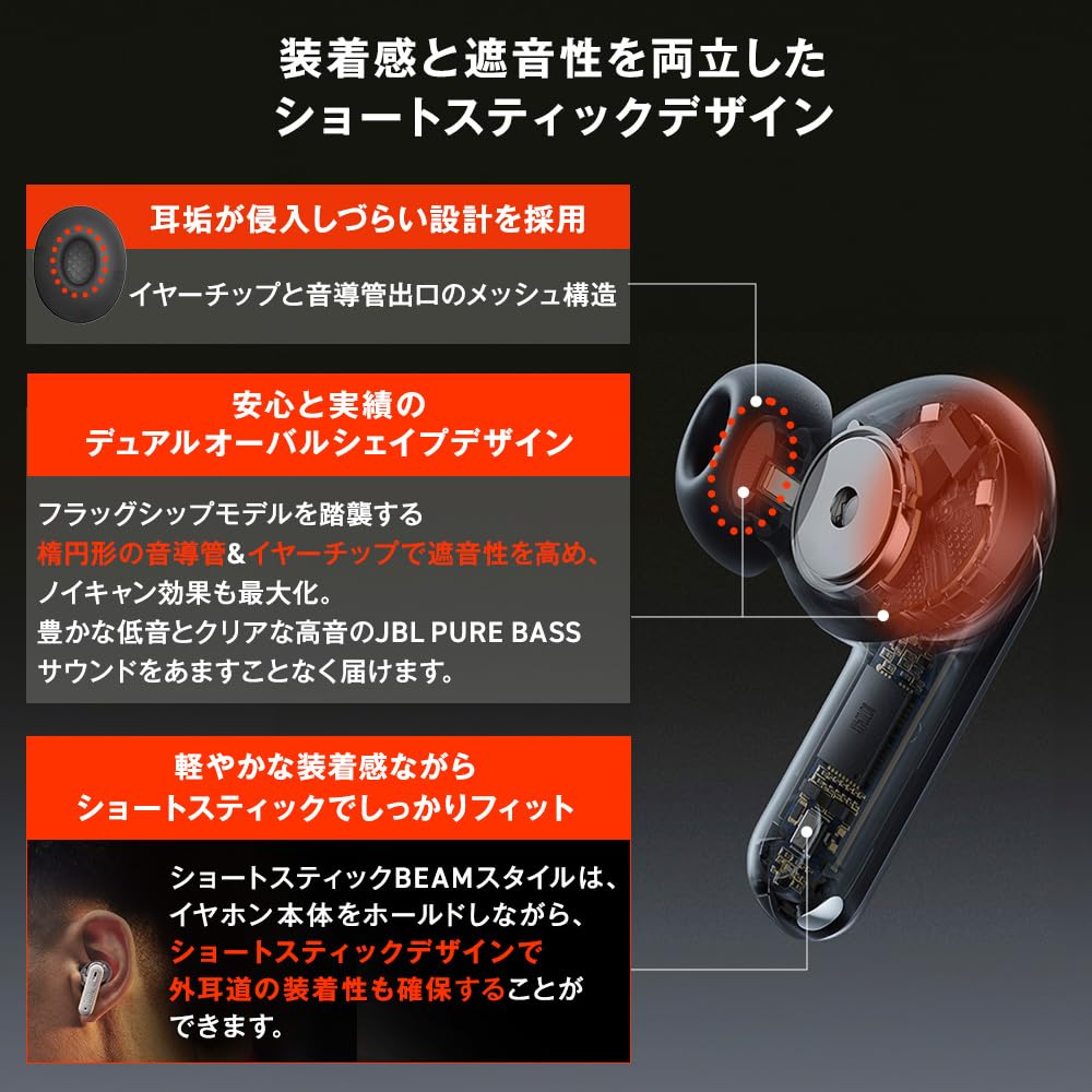 JBL TUNE BEAM 2 Wireless Earbuds Hybrid Noise Cancellation Water Dust Resistant Multipoint Fast Charging Single Ear App Compatible Ghost Mauve