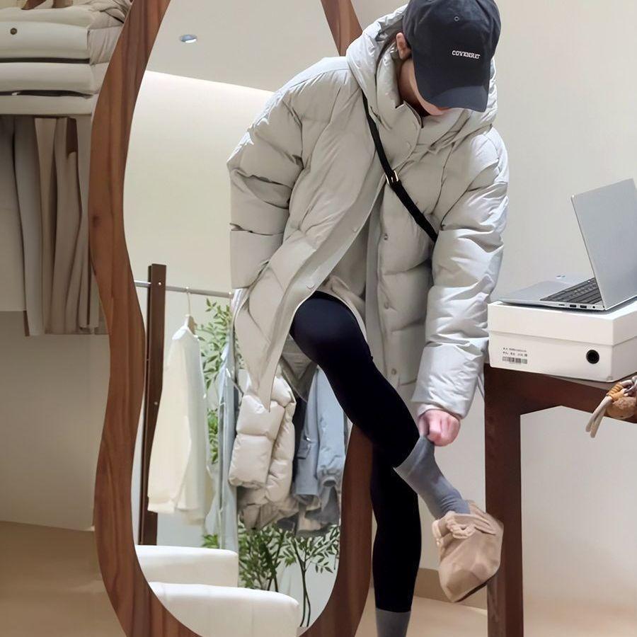 Women Autumn Winter Hooded Cotton Padded Jackets with Belt Solid Female Thin Windproof Puffer Coat Loose Snow Overcoat