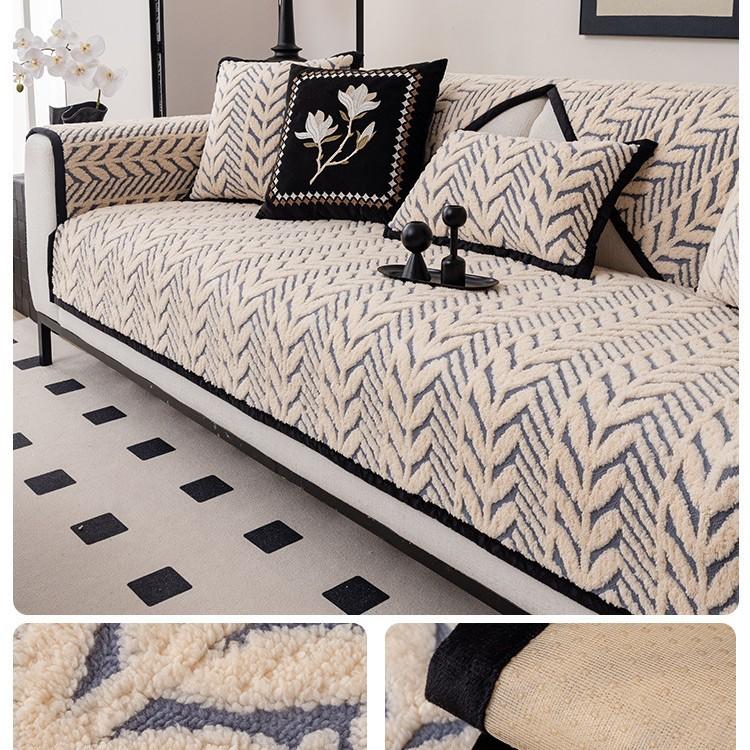 

Sofa Cushion One Piece Autumn And Winter New Plush Warm Fixed Non-Slip Light Luxury High-End Sofa Cover 70*70cm