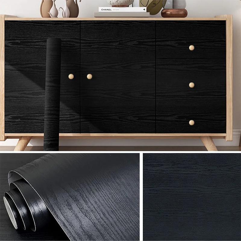 

Самоклеящиеся обои 40см бытовые черные под дерево простые водонепроницаемые украшение для дома маслостойкие для кухонного шкафа столешницы 40CMX10M