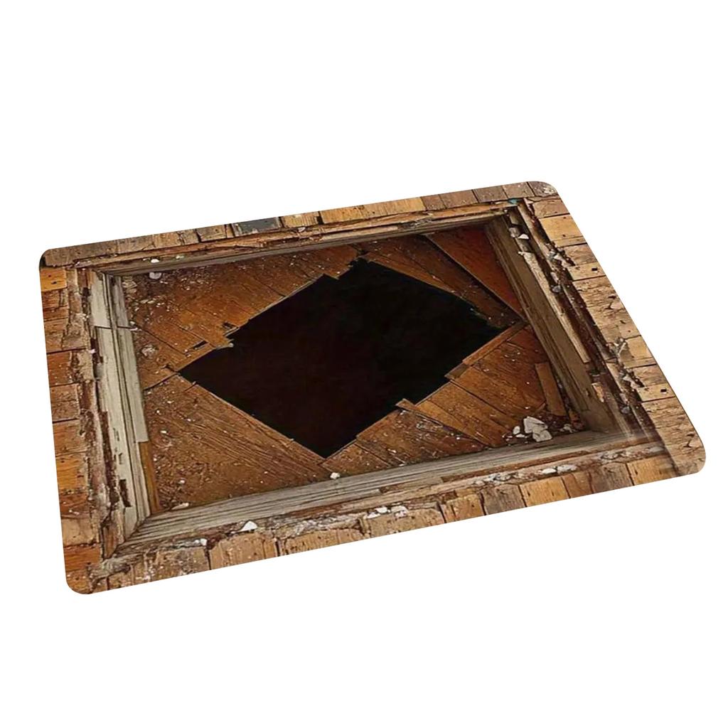 Front Door Mat Indoor Outdoor Entrance, 3D Optical All-Weather Doormat, Optical Rug Ground Crack Rug 3D Rugs, Easy Clean Patio Porch