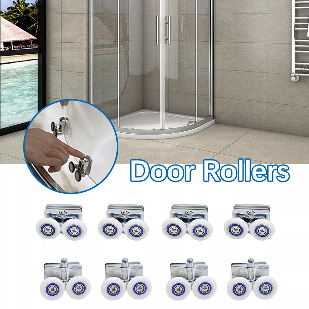 8PCS Shower Door Rollers Replacement Set for Smooth Sliding Action Top & Bottom Pulleys for Various Shower Designs