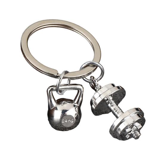Keychain Pendant Metal Texture Weightlifting Charm Lightweight Portable Key Chain Backpack Bag Accessory