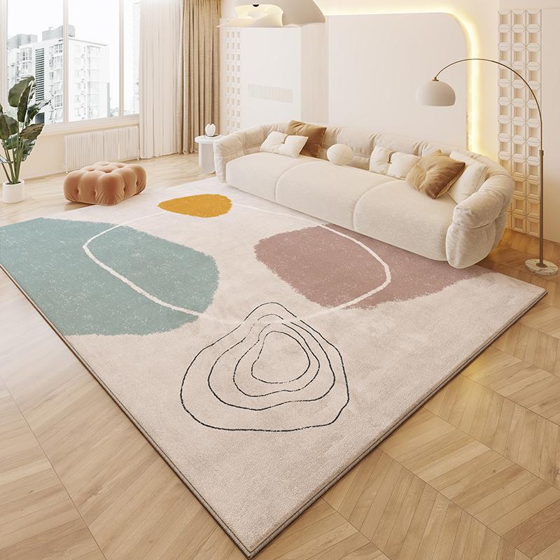 Cream Style Carpets for Living Room Irregular Shape Plush Bedroom Decor Carpet Fluffy Soft Bedside Rug Thick Washable Floor Mat