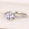 Silver Color Women Rings Solitaire Cubic Zirconia Crystal Elegant Wedding Proposal Rings for Lady Hot Trendy Jewelry Bulk