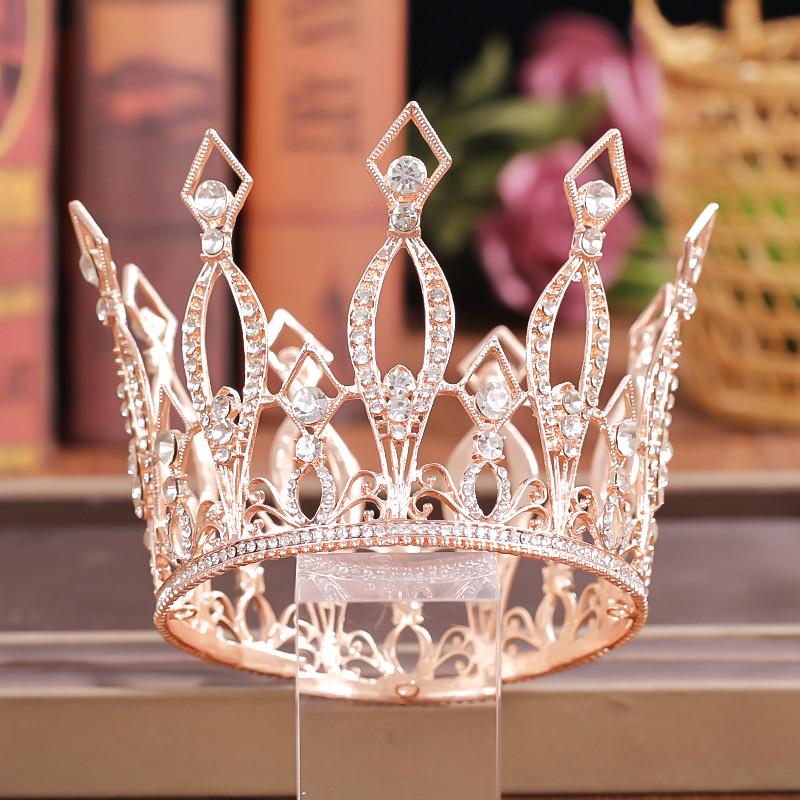 Crystal Rhinestone Round Crown Tiara Hair Jewelry Wedding Hair Accessories Bridal Hair Jewelry Queen Party Crown and Tiaras Gift