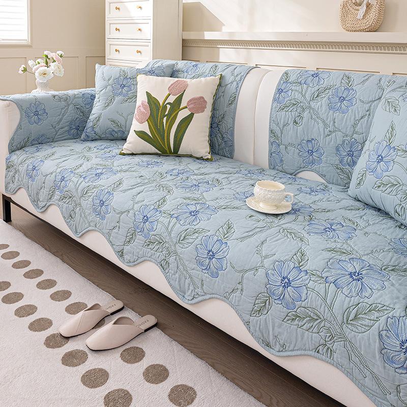 

Подушка для дивана из стираного хлопка, вышивка, всесезонная, универсальная, новинка 2025 года, кожаный диван, нескользящая подушка для сиденья, прямой ряд, легкая роскошь 30 * 50cn pillow cover