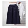 2025 Summer Fat Mm Large Size Elastic Waist Denim Medium and Long Skirt Elastic Loose and Thin A-word Skirt