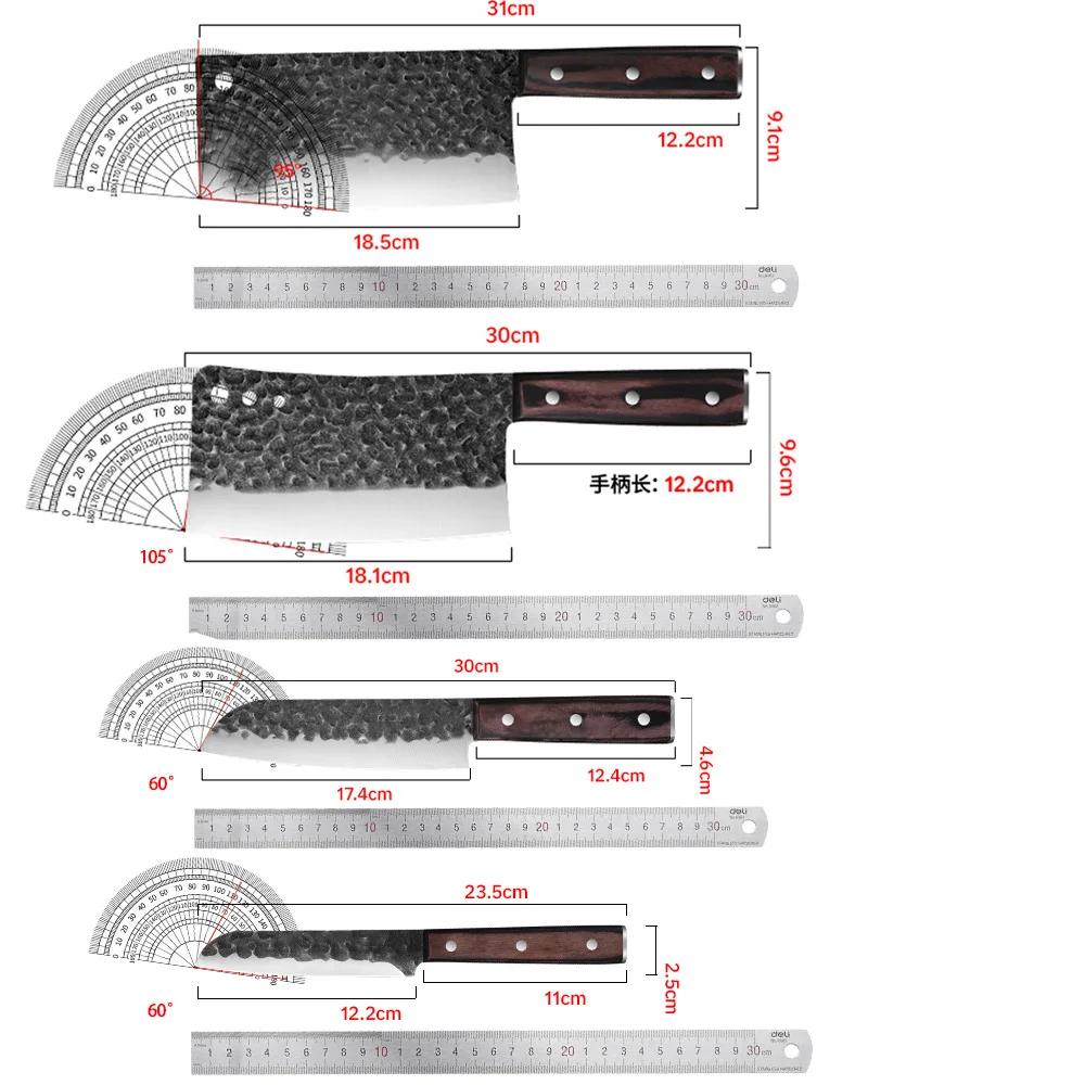 Longquan forged kitchen knife household kitchen manganese steel tool set slicing knife chopping knife bone knife