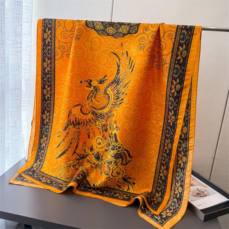 

Tang Yun Huajin Printed Fragrant Cloud Yarn Spring And Summer Silk Scarf Large Long Scarf Travel Shawl Sunscreen Women S Scarf Headscarf 180*87CM